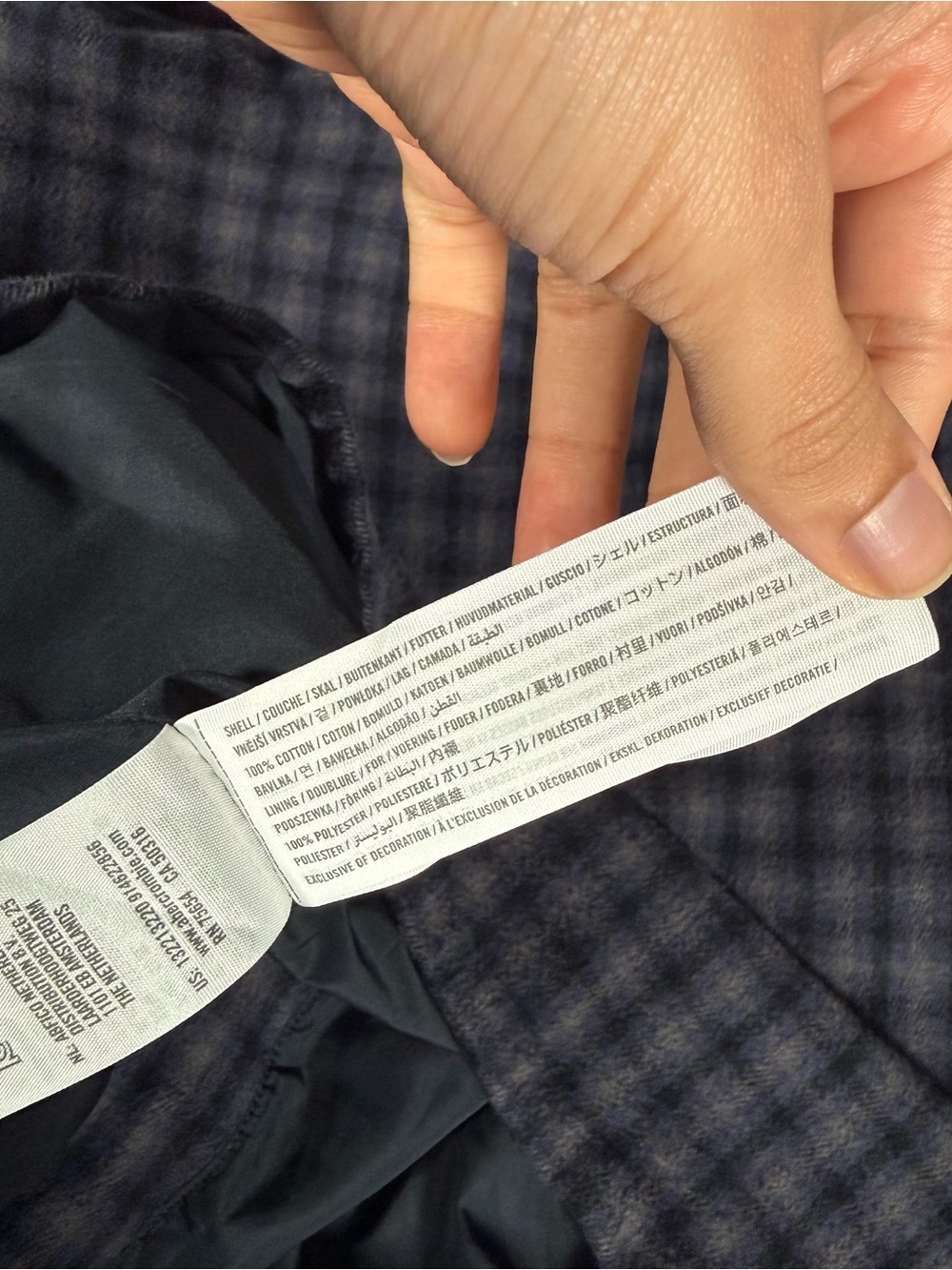 Abercrombie & Fitch Flannel Bomber Jacket Mens L Lined Full Zip Checkered Blue - Picture 8 of 11